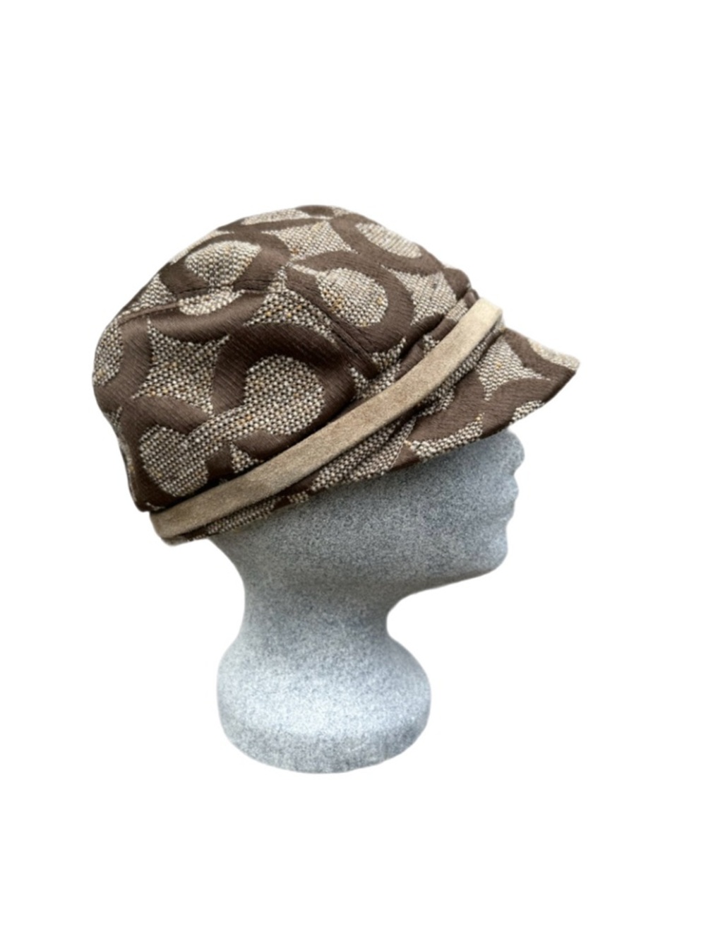 Coach Wool-Blend Cabbie Hat With Suede Trim Optic C design Excellent Condition - Picture 2 of 11